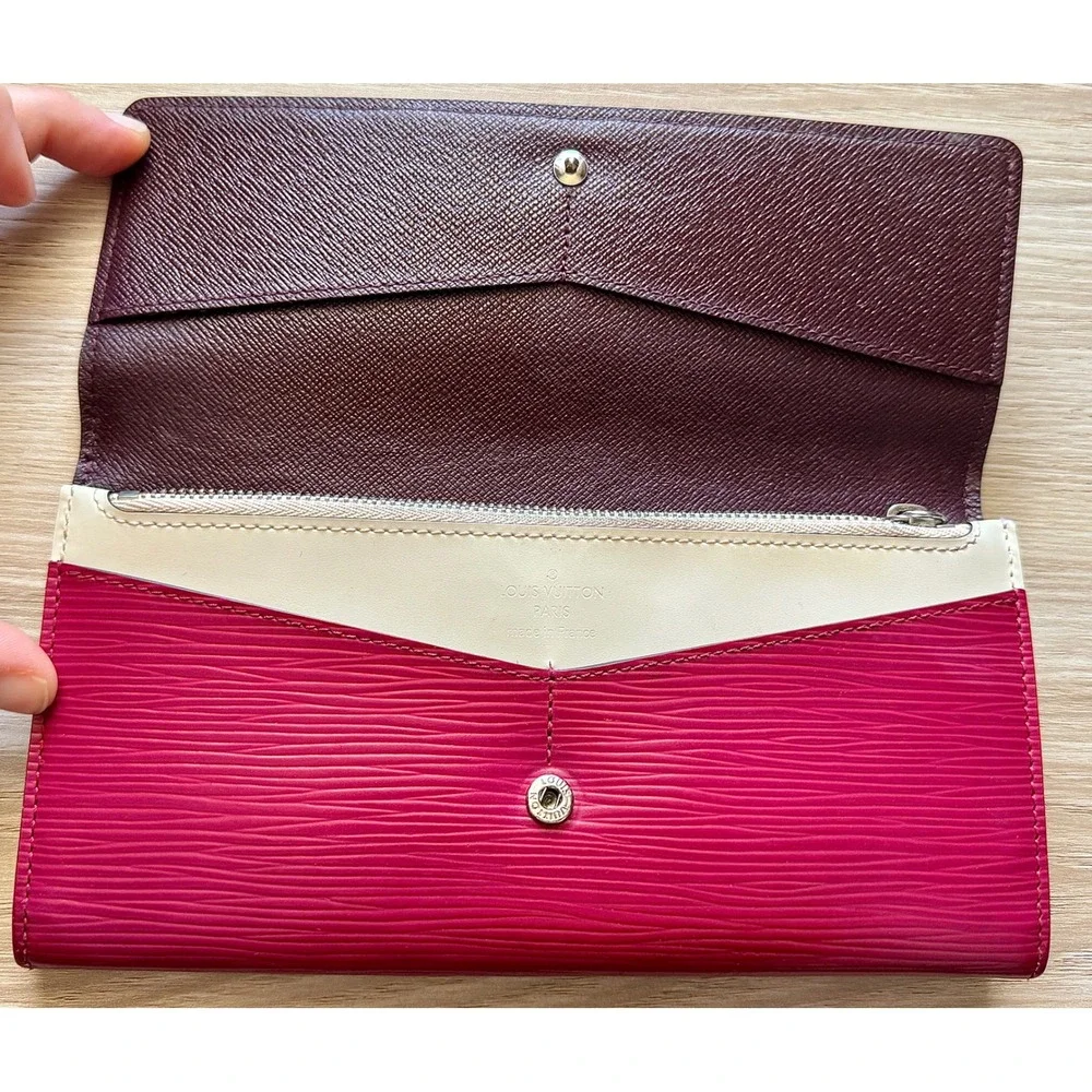 Louis Vuitton Sarah Wallet Epi Leather Tri-Color Black Pink Cream M61394